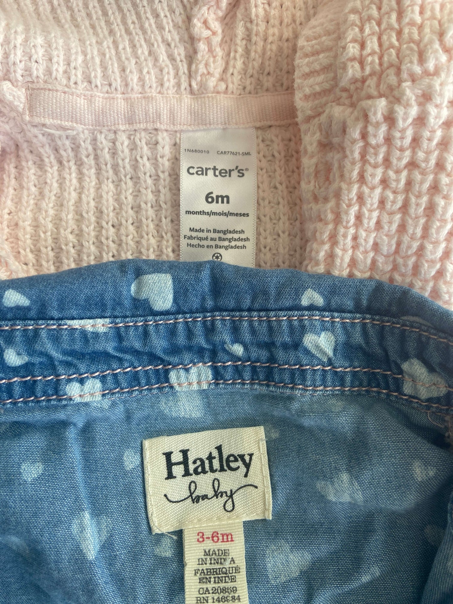 Denim dress and pink knit sweater outfit 6 months, Kids 6 Month (3-6M)