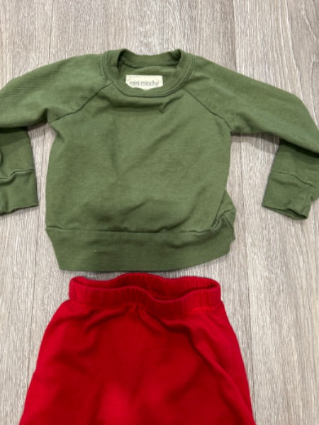 Red Christmas Tree pants and green top set, Kids 3 Month (0-3M)