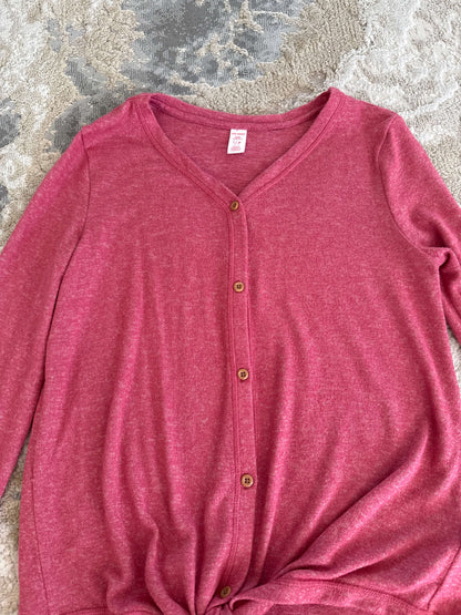 Joe fresh Size L pink button up soft long sleeve shirt , Kids 12 & 14