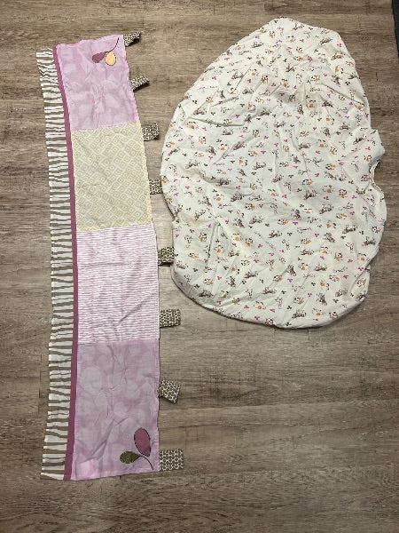 Retail $170 toys r us *Coco  brand set of 4 crib sheet, crib skirt, crib border and diaper holder