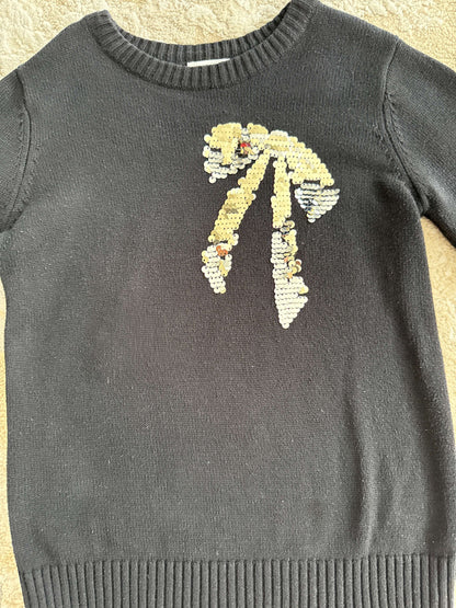 Joe fresh size l (10/12) black sweater with silver bow