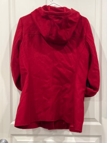 EUC, Motherhood Maternity Red Wool Mix Dress Coat, Maternity M (8-10)
