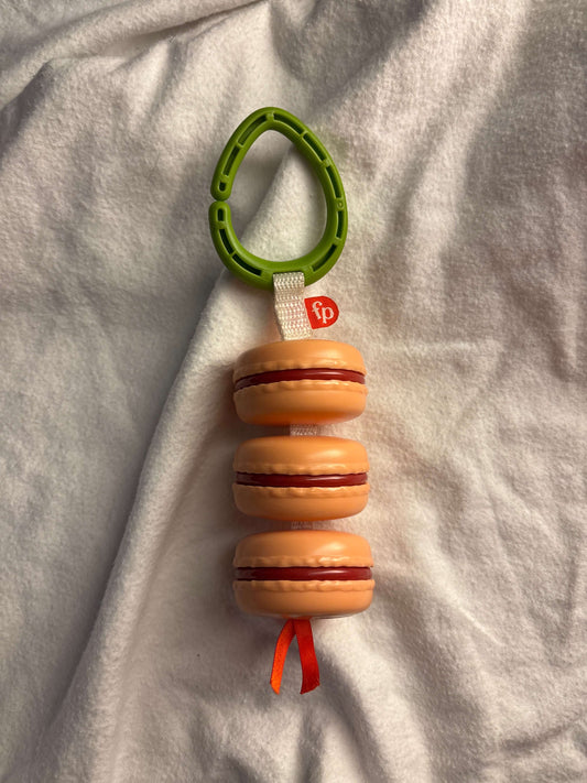 Fisher Price macaroon rattle with clip