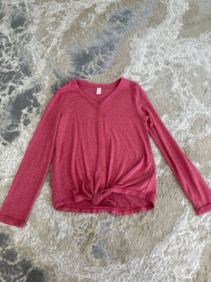 Joe fresh Size L pink button up soft long sleeve shirt , Kids 12 & 14