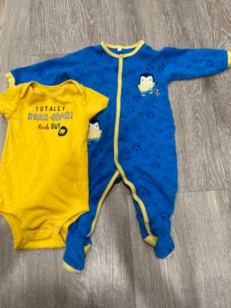 Totally Roar-Some little guy onesie and Penguin soccer pyjama, Kids 9 Month (6-9M)