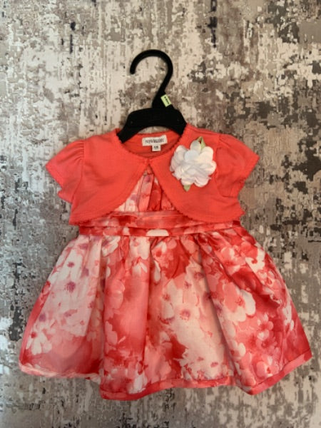 New berry size 6m (16 pounds) coral dress with  small  short sleeves jacket , Kids 6 Month (3-6M)