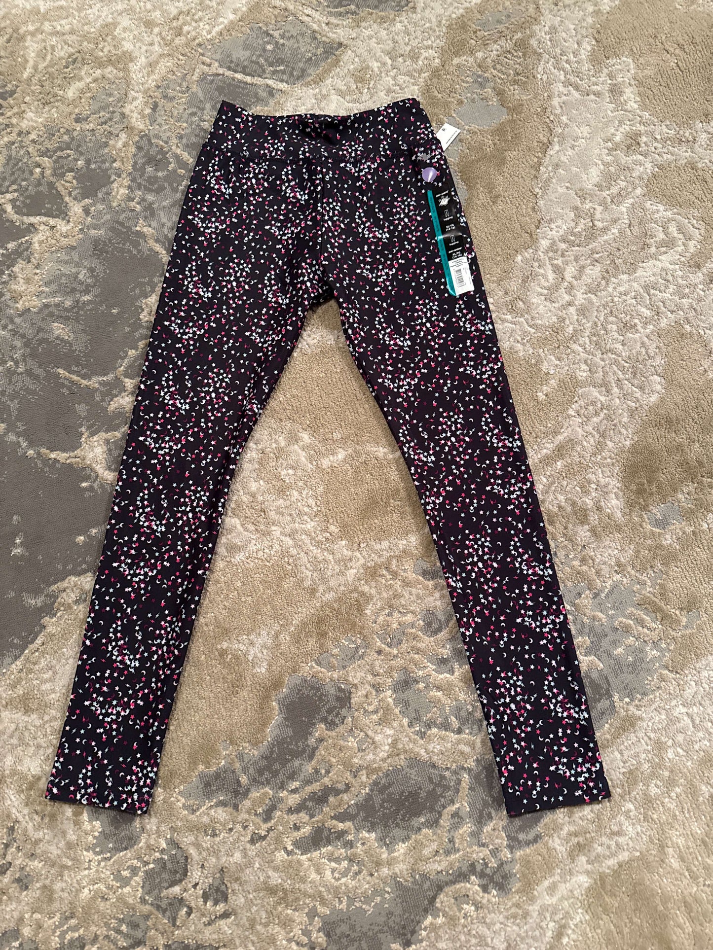 Athletics works size 14/16 black leggings with stars & crescents brand new , Kids 12 & 14