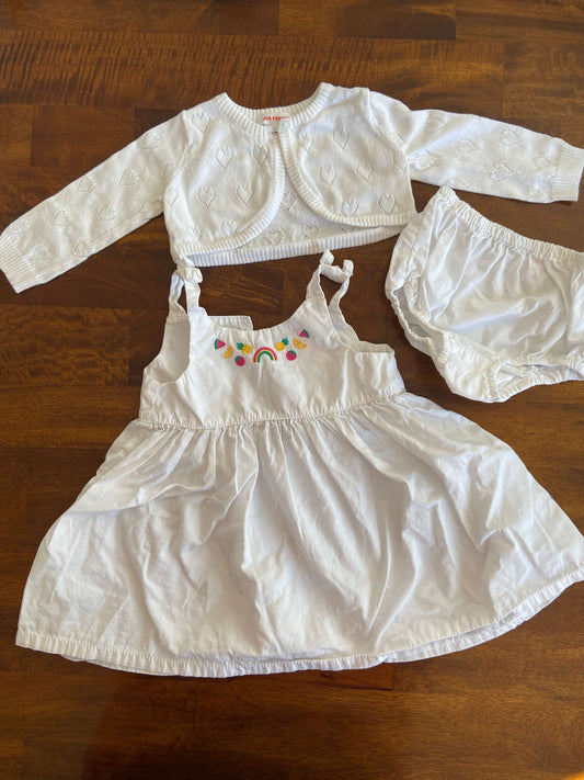 White dress, sweater and bloomers, Kids 18 Month (12-18M)