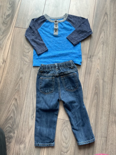 Boys outfit 18-24 months Raglan Shirt and Jeans, Kids 24 Month (18-24M)