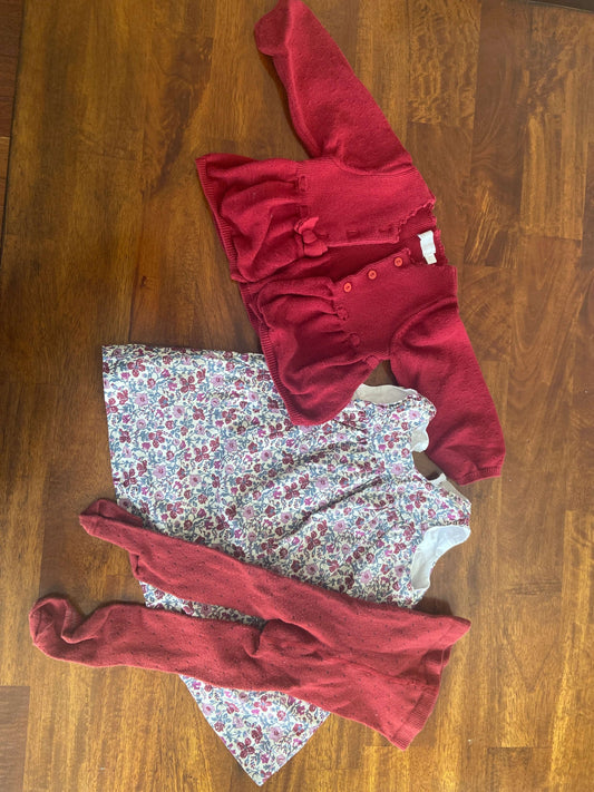 Nataly’s Dress, sweater and tights outfit 6 months , Kids 3 Month (0-3M)