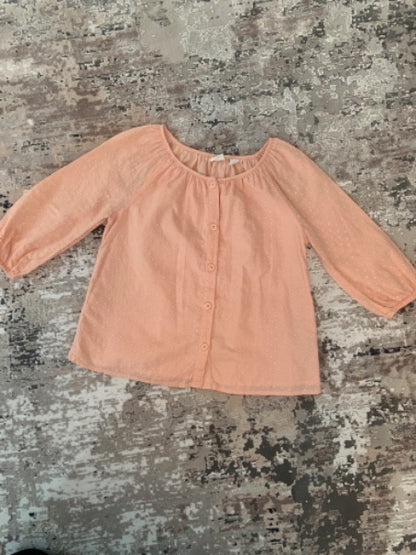 Gap size S peach 3/4 sleeve dressy shirt, Kids 7 & 8 (small)