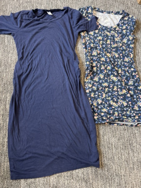 Old Navy Maternity tee dress and Thyme Maternity long tee