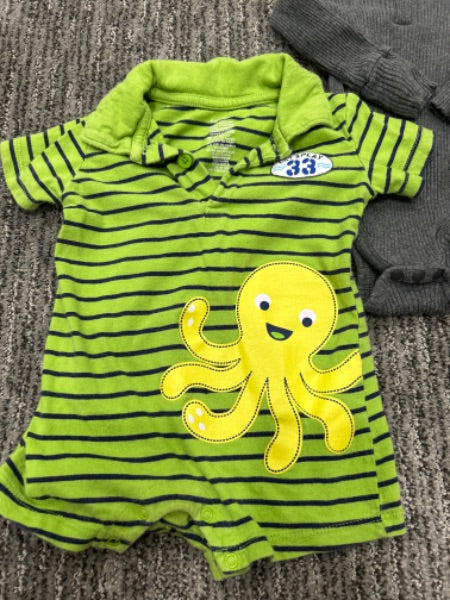 Octopus and ribbed onesie combination, Kids 6 Month (3-6M)