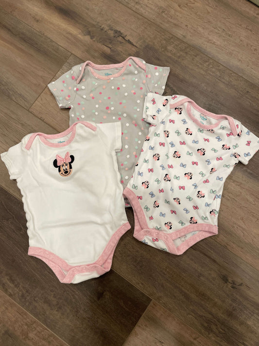 3 pack Disney Minnie Mouse onesies -6-12 months, Kids 6 Month (3-6M)