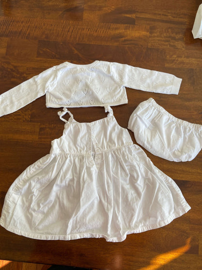 White dress, sweater and bloomers, Kids 18 Month (12-18M)