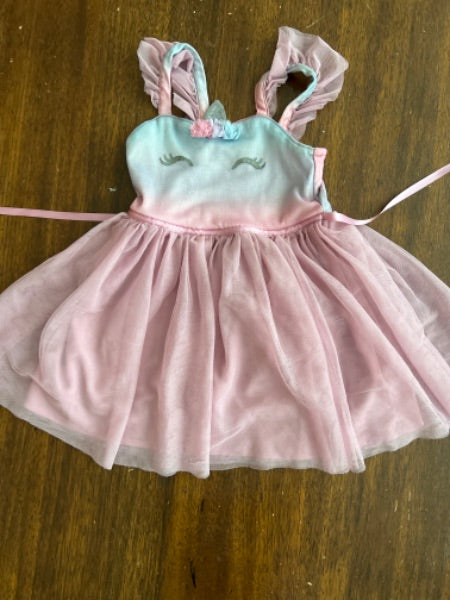 Zunie unicorn pink dress 4T with tulle, Kids 4/4T
