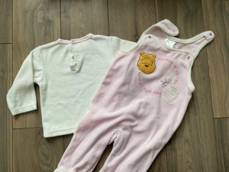 Pink! Turtleneck Onesie, Pink Jacket, Winnie the Pooh Outfit, Kids 9 Month (6-9M)