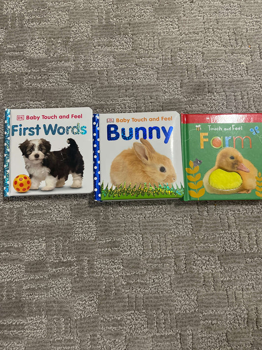 Set of 3 Baby Touch and Feel Books- animals