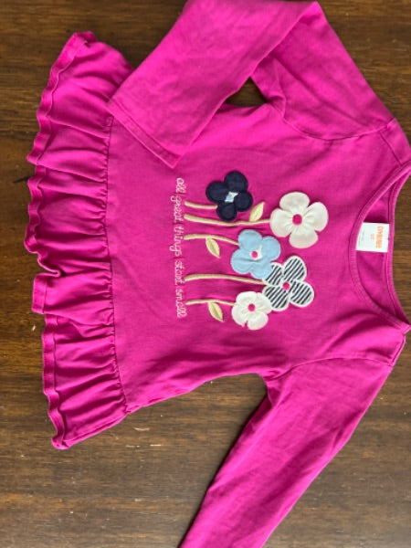 *Gymboree 3T flower long sleeve shirt with textured flowers, Kids 3T