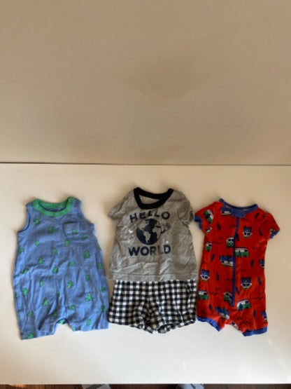 3-6 month baby boy summer romper bundle, Kids 6 Month (3-6M)