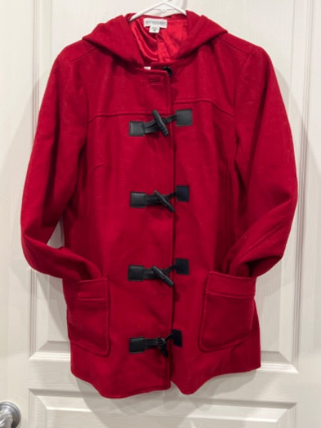 EUC, Motherhood Maternity Red Wool Mix Dress Coat, Maternity M (8-10)