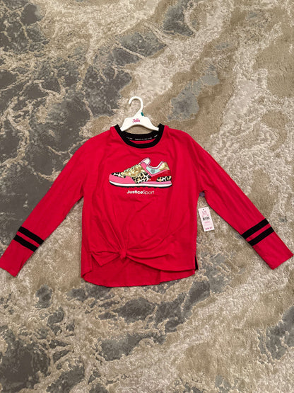 Justice  Size 12/14 red long sleeve shirt with a runner. , Kids 12 & 14