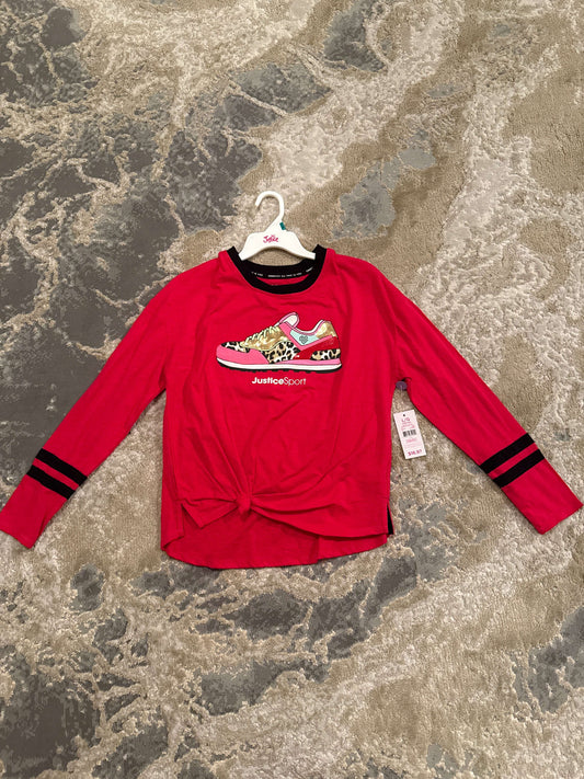 Justice  Size 12/14 red long sleeve shirt with a runner. , Kids 12 & 14