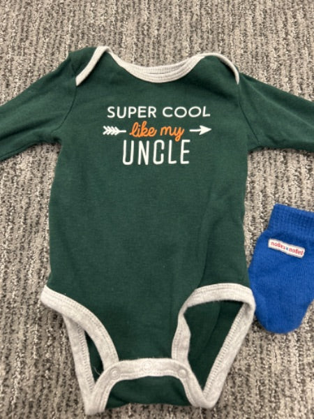 Carter’s Super Cool like my Uncle 6 months onesie with bonus mitts to grow into, Kids 6 Month (3-6M)