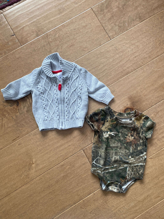 3 month camo tshirt and zip up sweater , Kids 3 Month (0-3M)