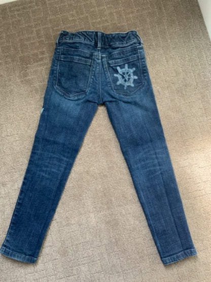Tommy Hilfiger size 6 girl dark wash jeans with anchor design, Kids 6/6X