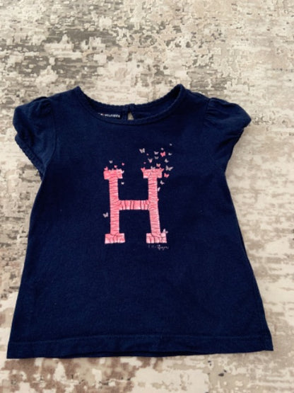 Tommy Hilfiger size 18 m Navy shirt with dark wash blue jeans short , Kids 18 Month (12-18M)
