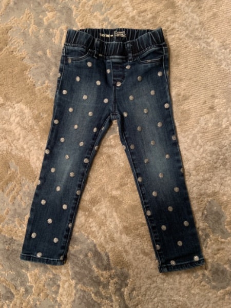 Baby Gap size 4 dark wash blue Jean legging with silver dots