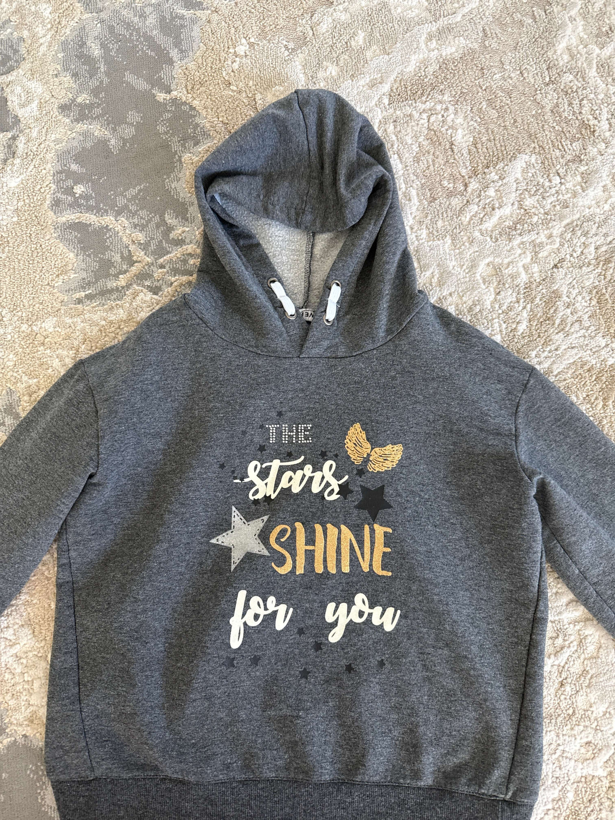 Preview Size S  GREY  Hoodie “ the stars shine for you”, Kids 6/6X