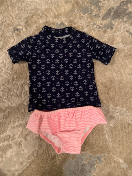 Carters Size 18 m old Navy anchor top with pink& white stripes bottom, Kids 18 Month (12-18M)