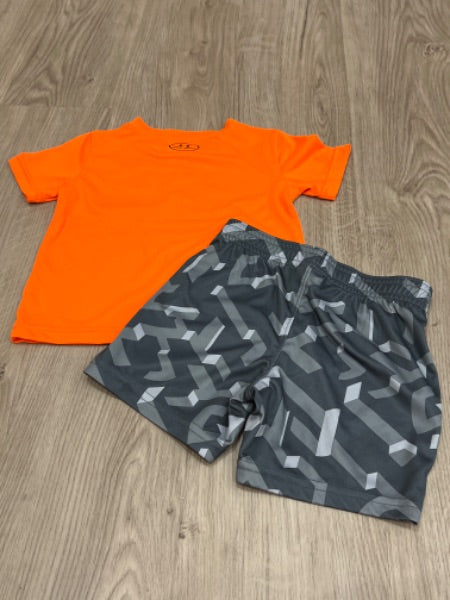 Under Armour short set (Orange/Grey), size 18mos, EUC, Kids 18 Month (12-18M)