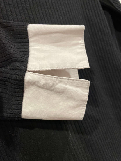 Maternity top, Black Ribbed 3/4 sleeve shirt with white dress collar, size Small, VGUC, Maternity S (4-6)