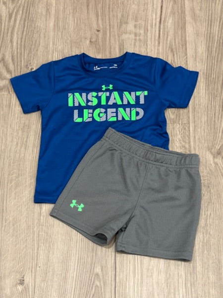 EUC Under Armour Short set (blue/grey), size 18mos, Kids 18 Month (12-18M)