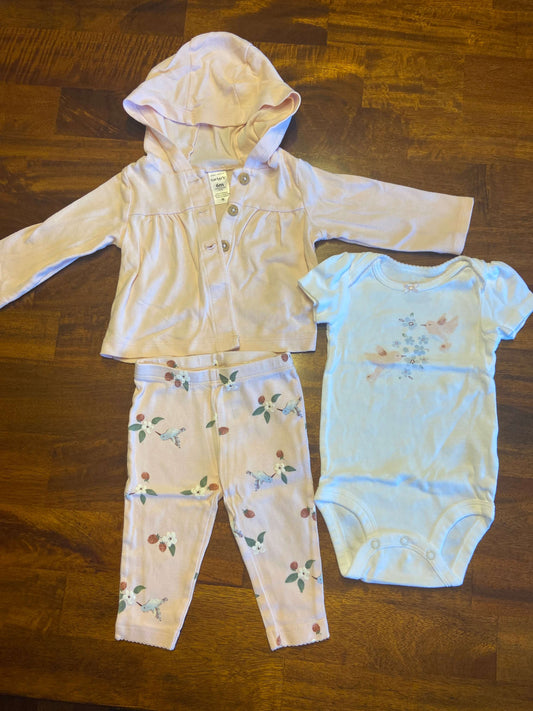 Carter’s three piece pink outfit 6 months, Kids 6 Month (3-6M)