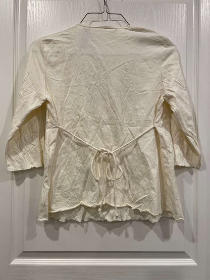 Tomorrow’s Mother, Cream colour, Maternity V-Neck Top with floral embroidery, 3/4 sleeves, size Small, VGUC, Maternity S (4-6)