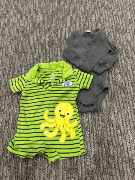 Octopus and ribbed onesie combination, Kids 6 Month (3-6M)