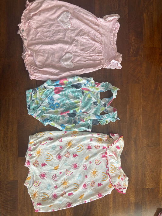 Three summer rompers 3-6 months, Kids 6 Month (3-6M)