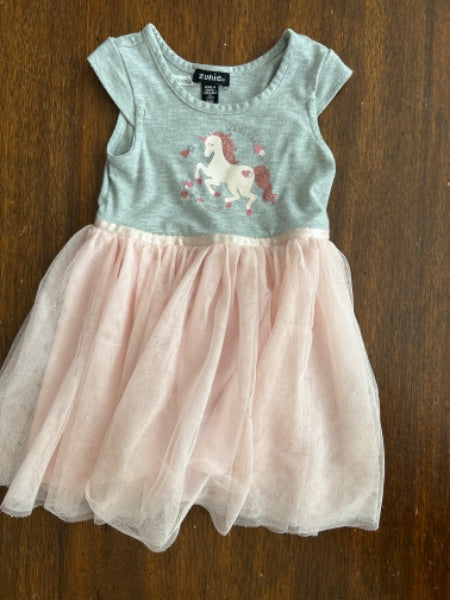 Zumie 2t  pink and grey unicorn dress, Kids 24 Month (18-24M)