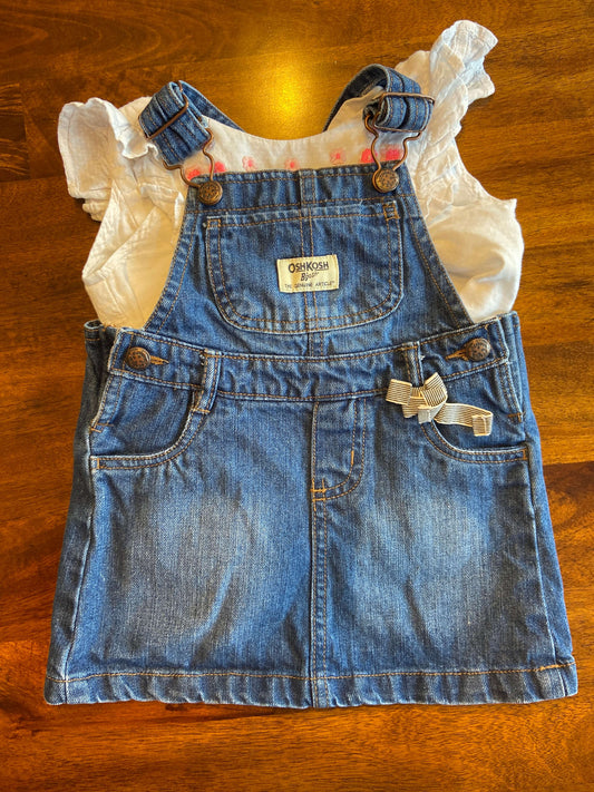 OshKosh overalls skirt and white blouse 18 months, Kids 18 Month (12-18M)