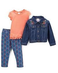 Nannette Kids - Coral & Denim Geometric T-shirt, Leggings, and Jacket Set, Kids 18 Month (12-18M)